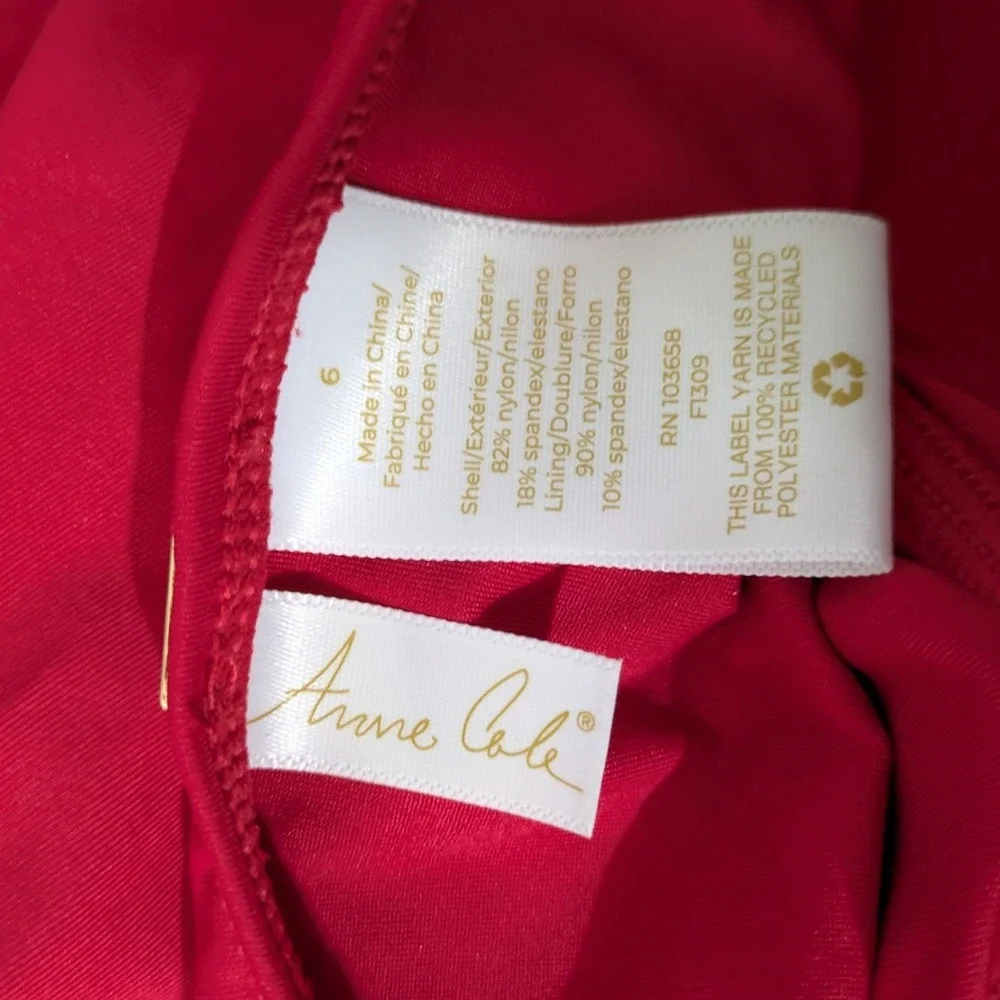 Anne Cole Twist Front One Piece SwimsuitRed Ruched Halter Bathing Suit NWT Sz 6